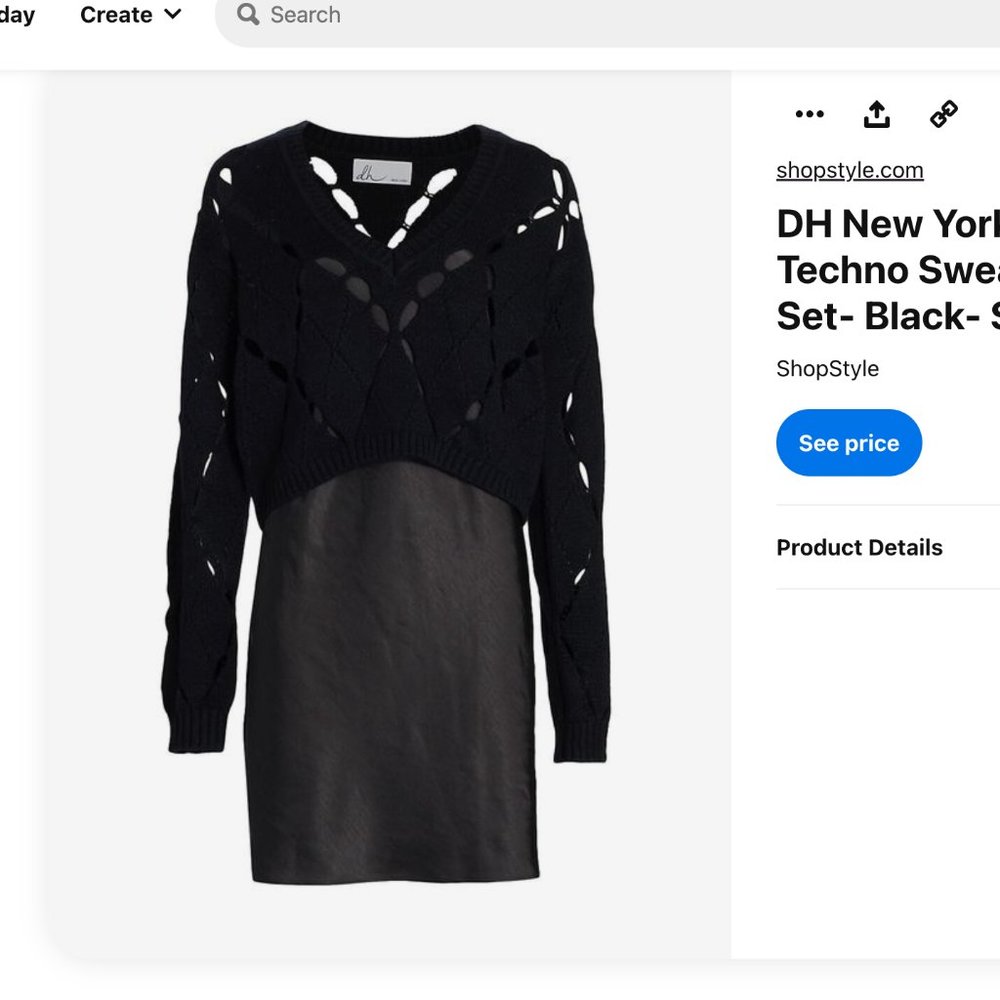dh New York Two-Piece Dee Techno Sweater & Slip Dress Set - Size S (NWOT)
